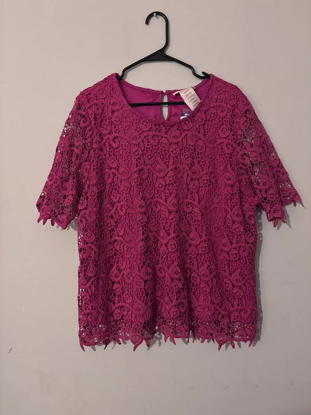 Philosophy Women's Cactus Flower Pink Lace Short Sleeve Lined Blouse